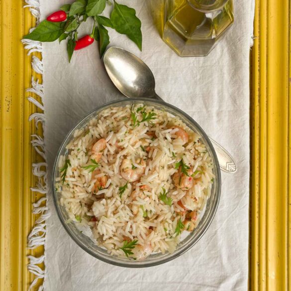 arroz provençal com camarão