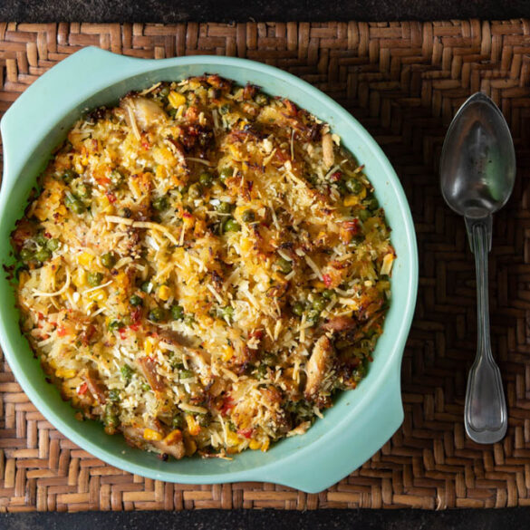 arroz de forno com frango e legumes